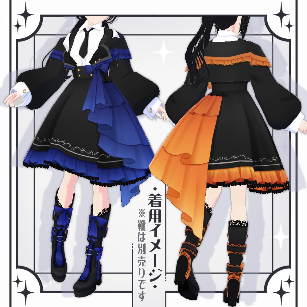 【VRoid】シックモダンロリータ服【5色+全色】