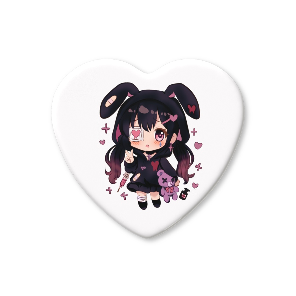 くろねちゃん ハート缶バッジ