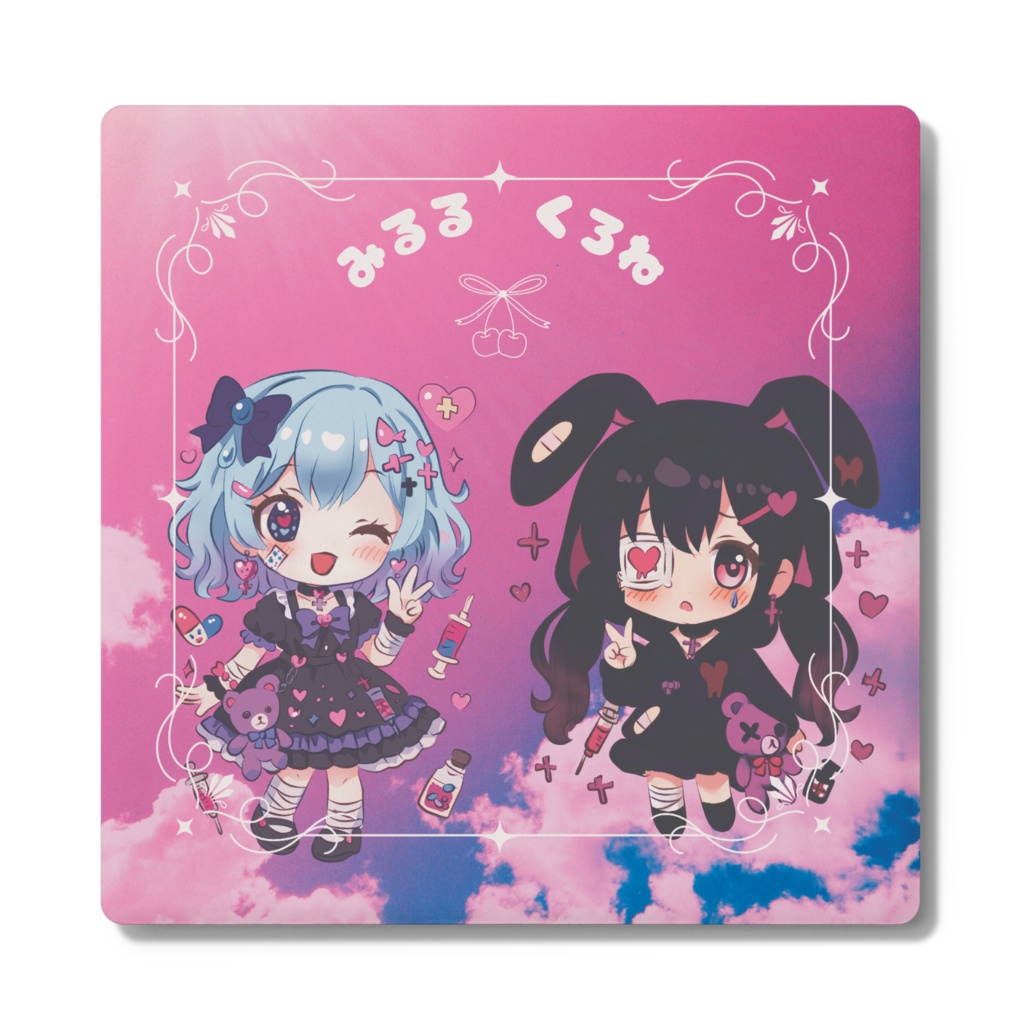 みるるちゃんとくろねちゃん 角形コースター