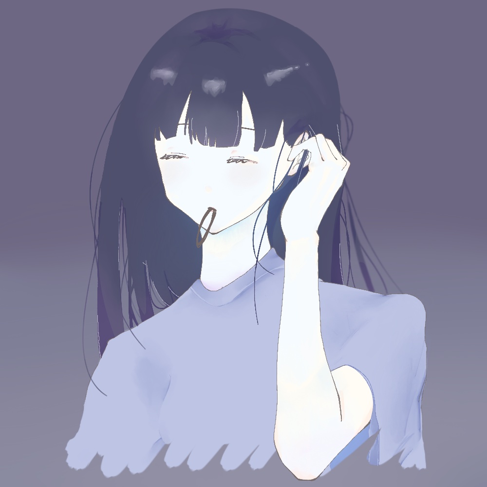 髪を耳にかける女の子の人物アイコン素材