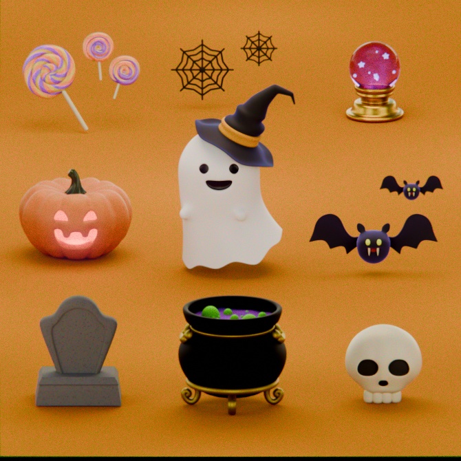 3DデータBlenderハロウィンセット