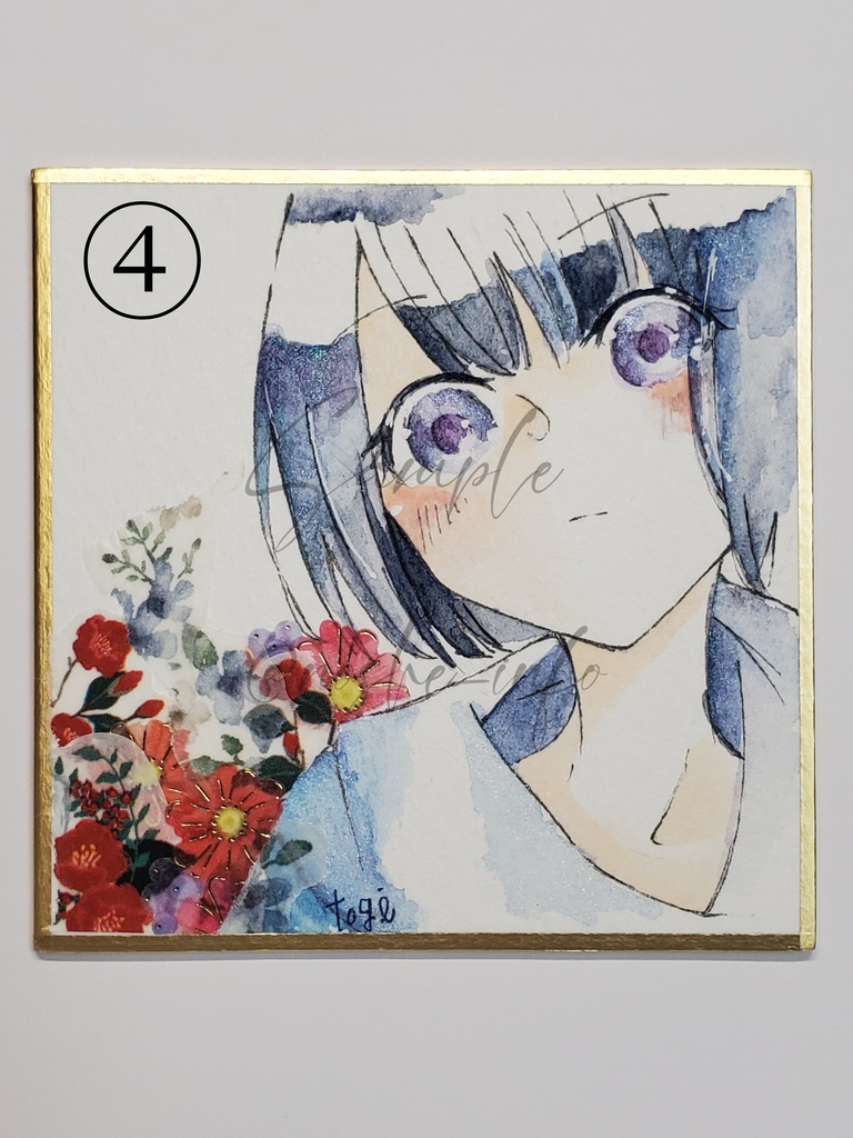 水彩+マステイラスト原画 / 豆色紙サイズ