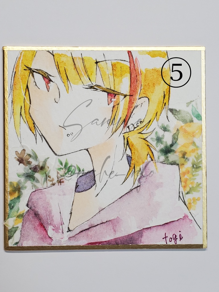 水彩+マステイラスト原画 / 豆色紙サイズ