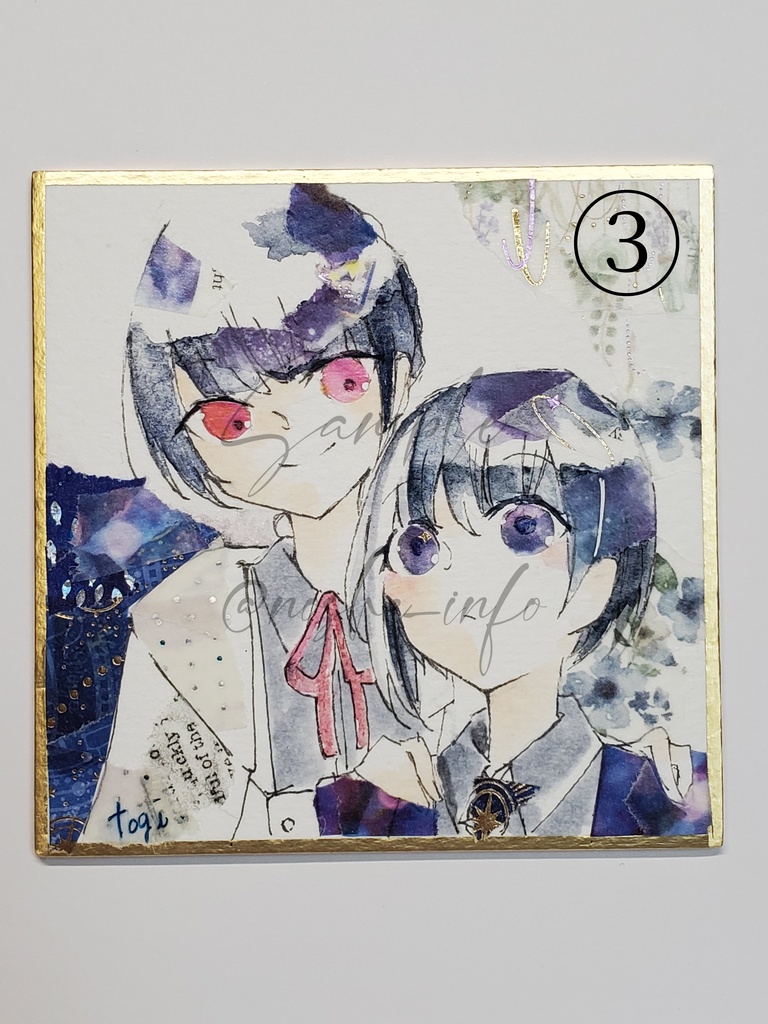 水彩+マステイラスト原画 / 豆色紙サイズ