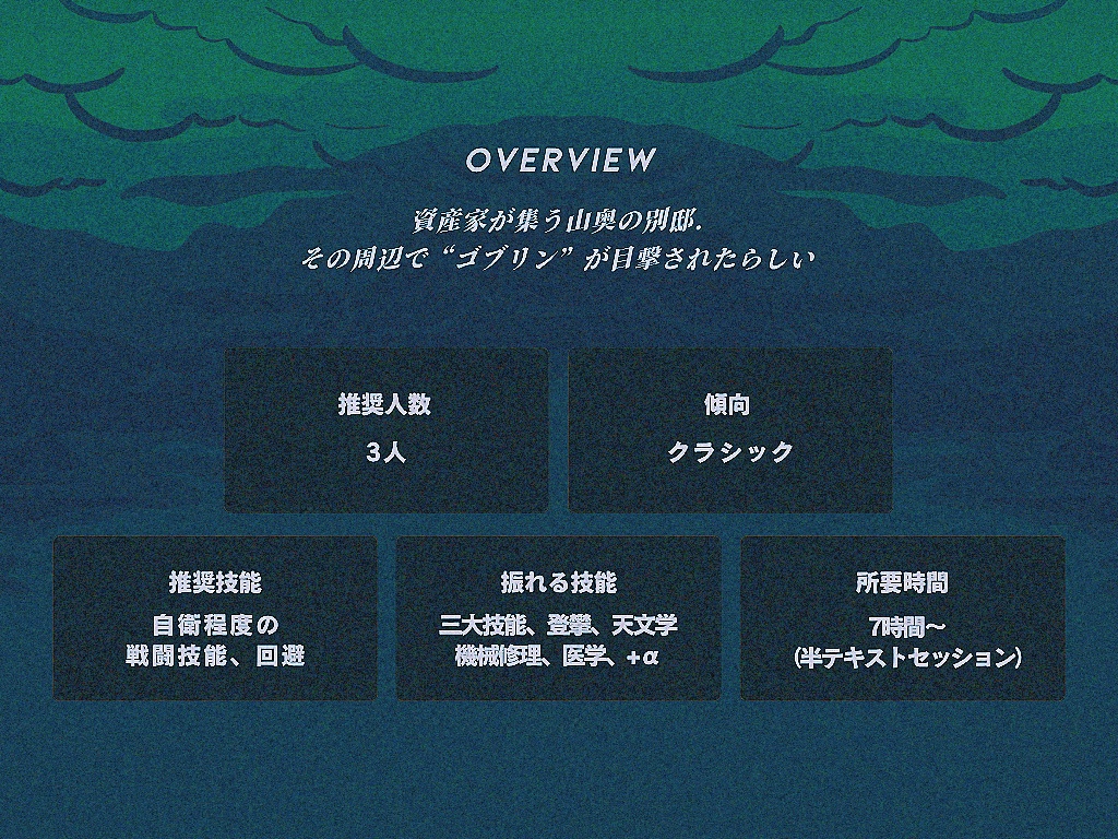 【CoC7版】山の館のゴブリン調査!?【SPLL:E187430】