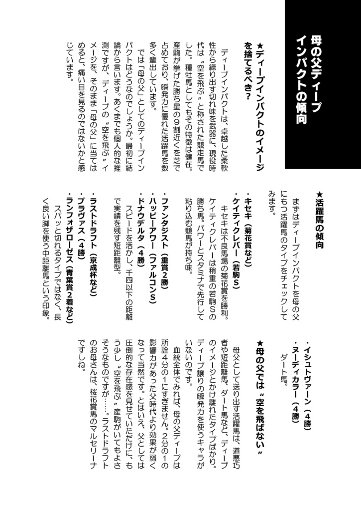 POG・一口馬主のための血統本 配合パズルでアタリはわかる vol.2(ディープインパクト編 2020)※紙書籍版