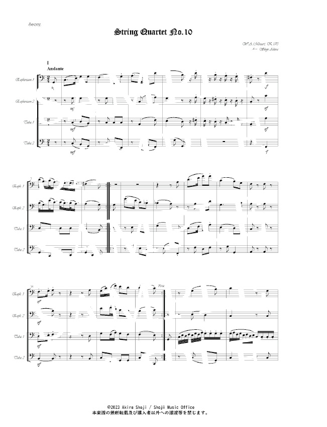 【Eu2Tu2】StringQuartetNo.10 / W.A.Mozart