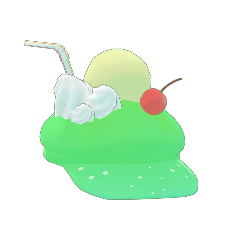 爽やかなメロンクリームソーダのキャスケット(ソーダ、コーラテクスチャ付属)