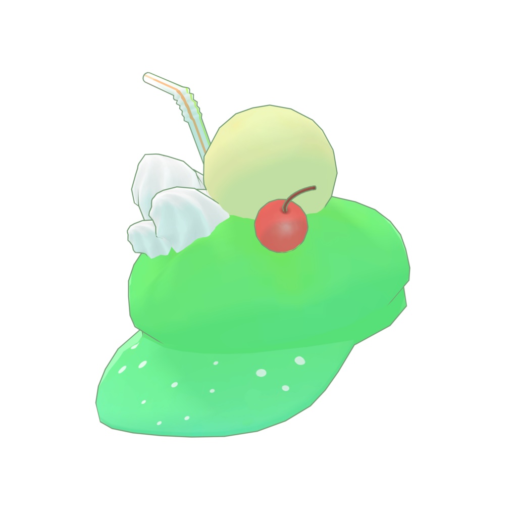 爽やかなメロンクリームソーダのキャスケット(ソーダ、コーラテクスチャ付属)