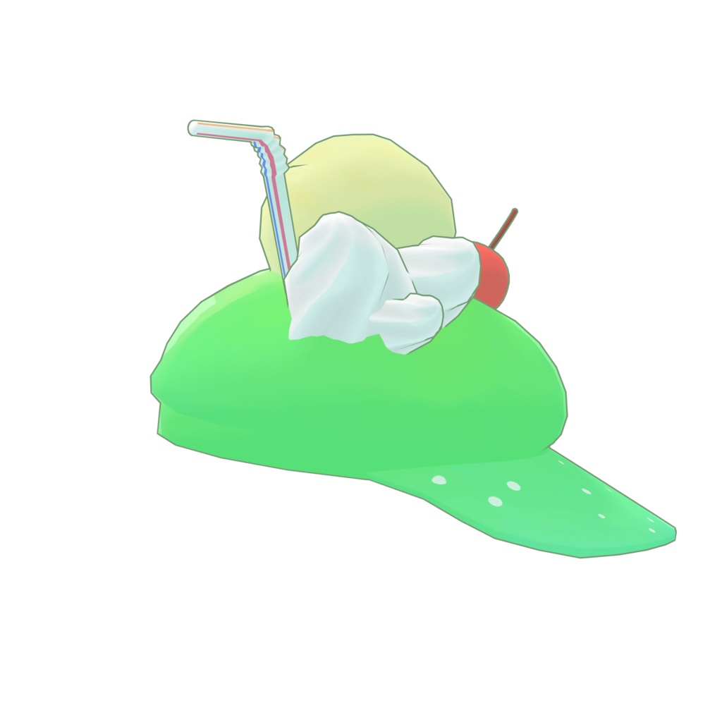 爽やかなメロンクリームソーダのキャスケット(ソーダ、コーラテクスチャ付属)