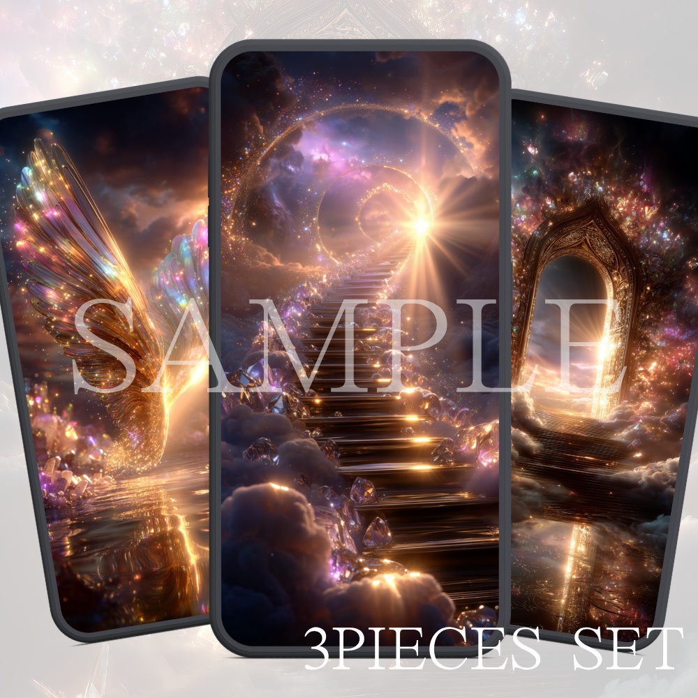 【再誕の鍵】魂を導く光の壁紙・3枚セット 〜扉を開けるあなたへ〜