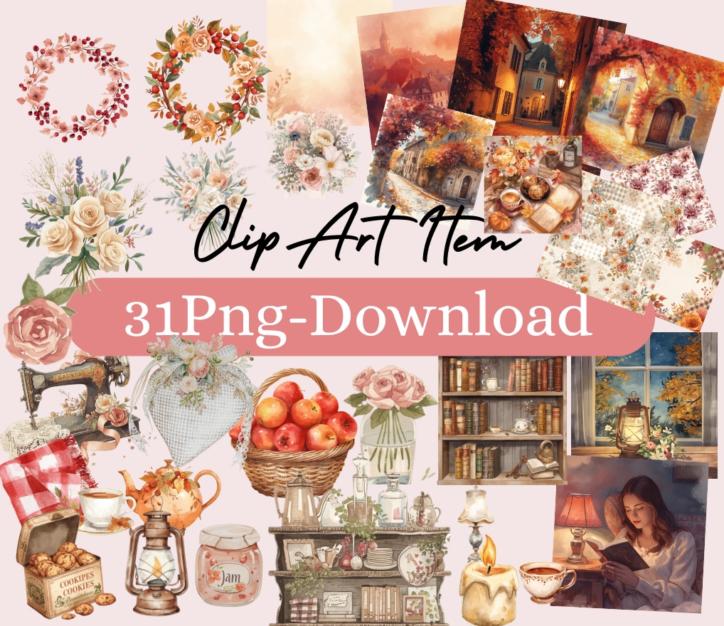 Cozy Autumn Days – 花と小物のあたたかい水彩素材集(コージーライフver))