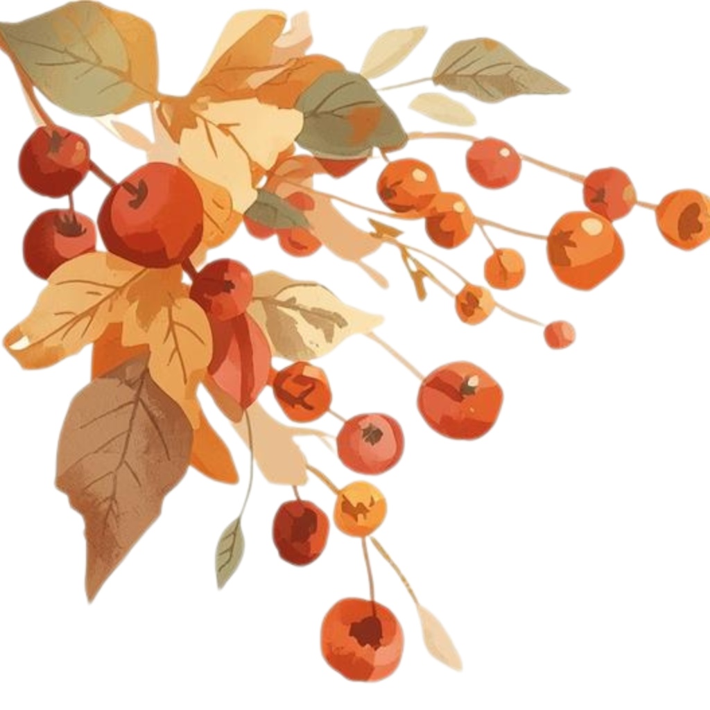 Autumn Elegance – 秋色ローズとハーブの水彩フローラル素材集(シンプル版)