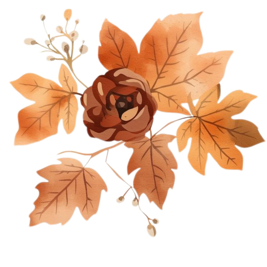 Autumn Elegance – 秋色ローズとハーブの水彩フローラル素材集(シンプル版)