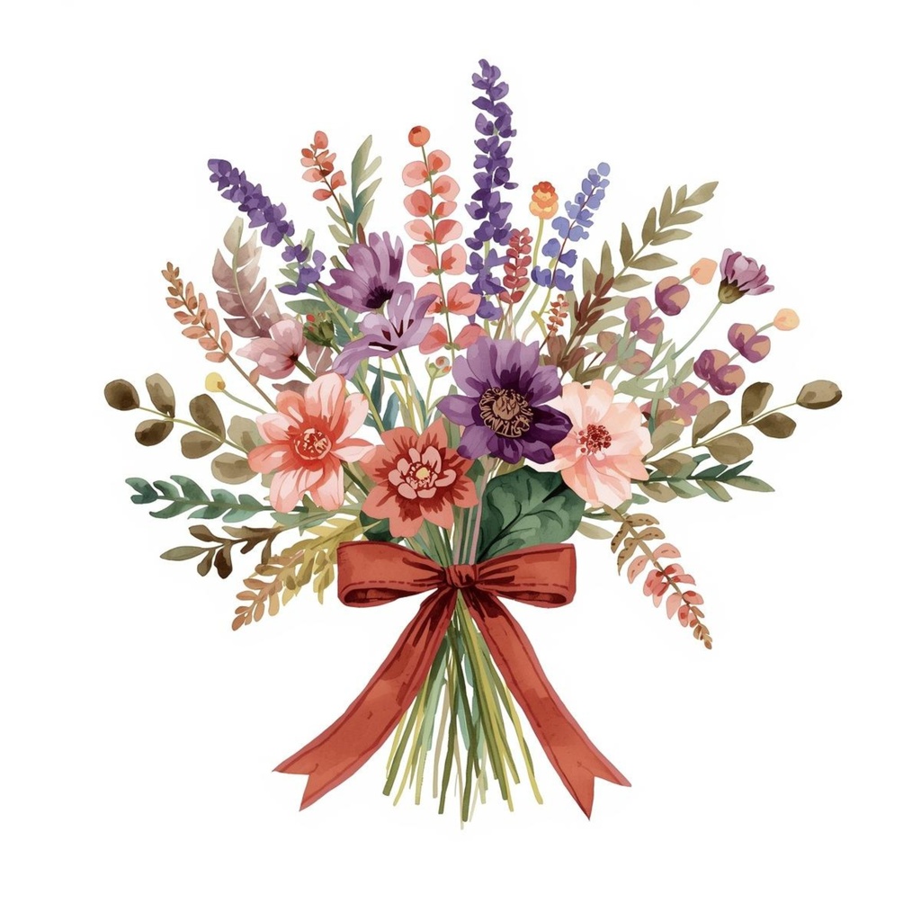 Timeless Florals – バラとラベンダーのやさしい水彩フローラル素材集(通年版)