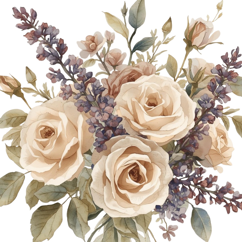 Timeless Florals – バラとラベンダーのやさしい水彩フローラル素材集(通年版)