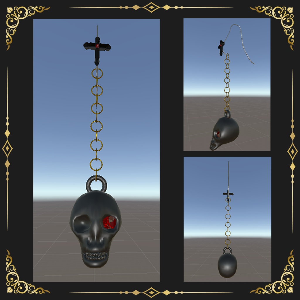 ドクロピアス(Dynamic Bone設定済み3Dモデル)