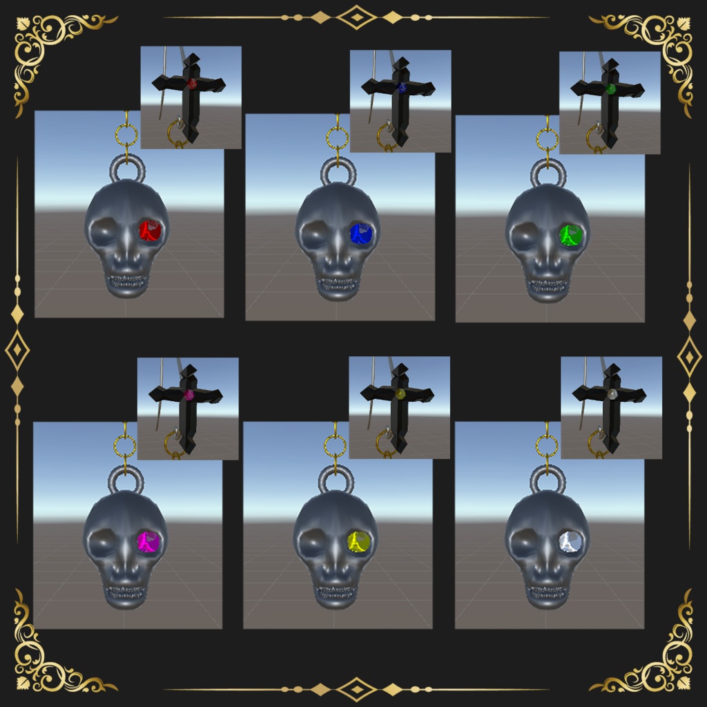 ドクロピアス(Dynamic Bone設定済み3Dモデル)