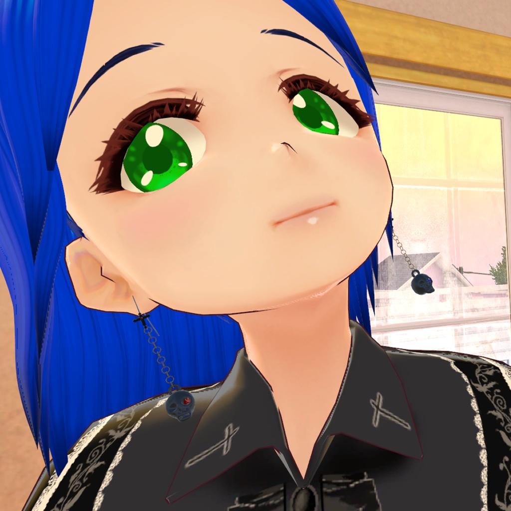 ドクロピアス(Dynamic Bone設定済み3Dモデル)