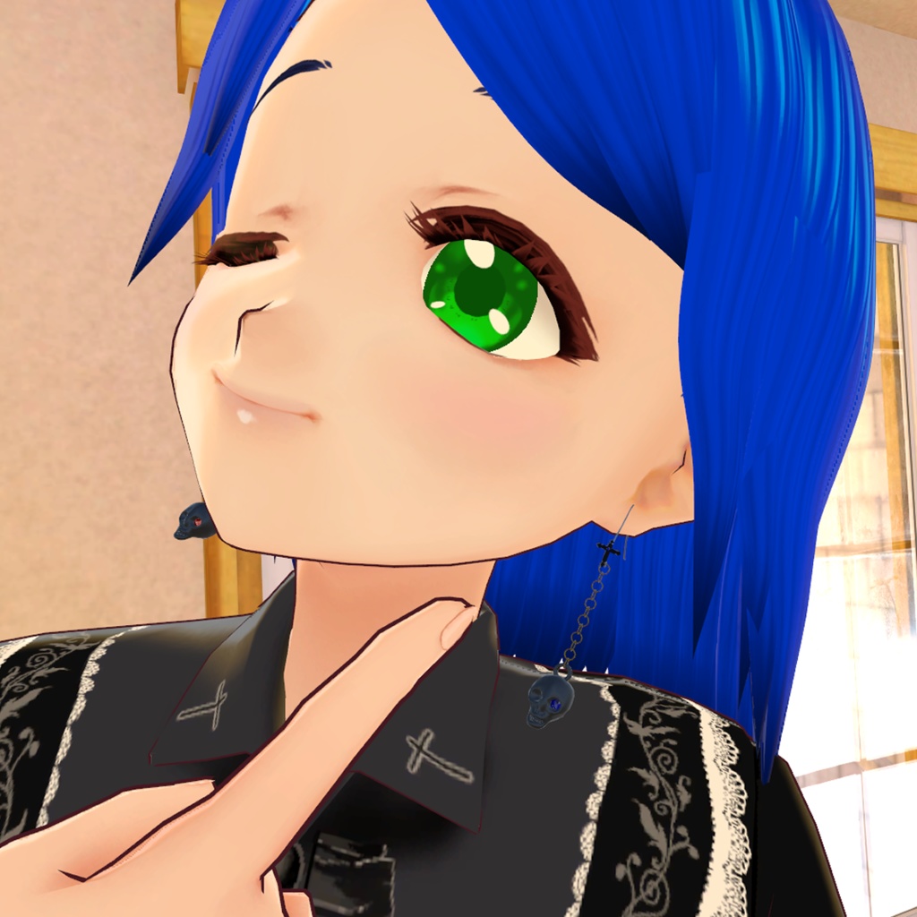 ドクロピアス(Dynamic Bone設定済み3Dモデル)