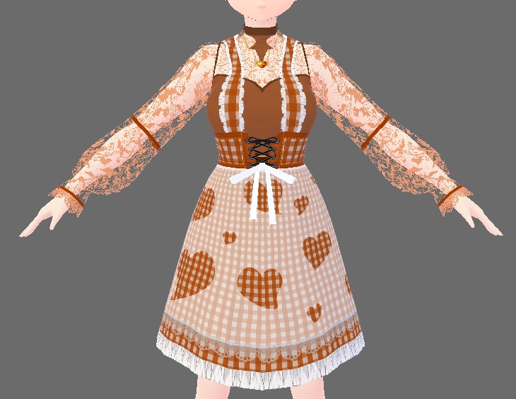 【無料版あり】ショコラ ワンピ ドレス(VRoid用衣装テクスチャ)