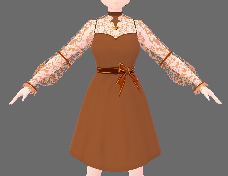 【無料版あり】ショコラ ワンピ ドレス(VRoid用衣装テクスチャ)