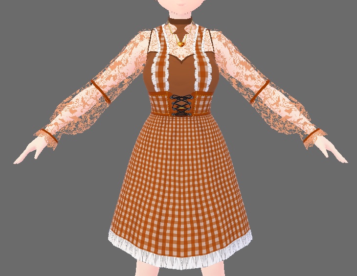 【無料版あり】ショコラ ワンピ ドレス(VRoid用衣装テクスチャ)