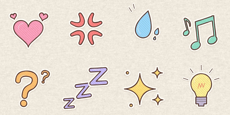 PaperPop Emotes|動く漫符エモート16本(ココフォリア・配信向け/ツクールMZ・Unity対応/商用可)