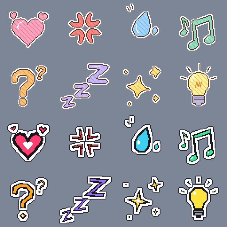 PaperPop Emotes|動く漫符エモート16本(ココフォリア・配信向け/ツクールMZ・Unity対応/商用可)