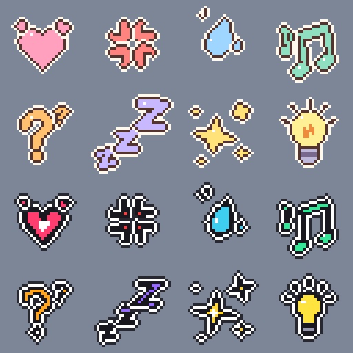 PaperPop Emotes|動く漫符エモート16本(ココフォリア・配信向け/ツクールMZ・Unity対応/商用可)