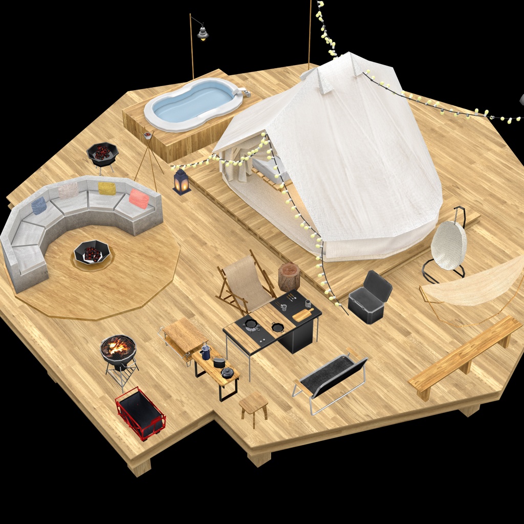 【3Dモデル】グランピング・キャンプグッツ46点