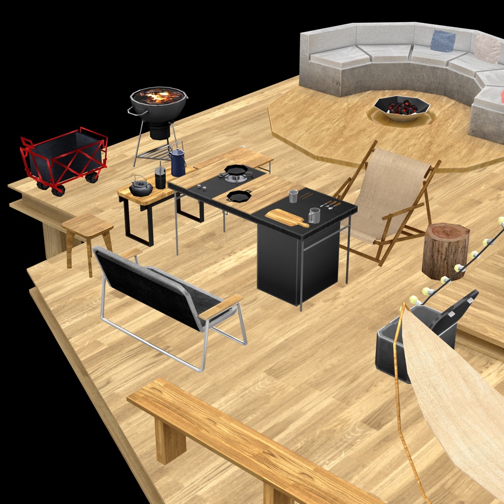 【3Dモデル】グランピング・キャンプグッツ46点