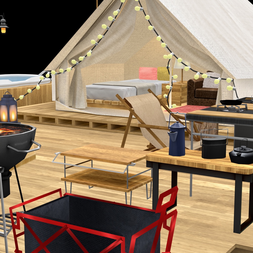 【3Dモデル】グランピング・キャンプグッツ46点