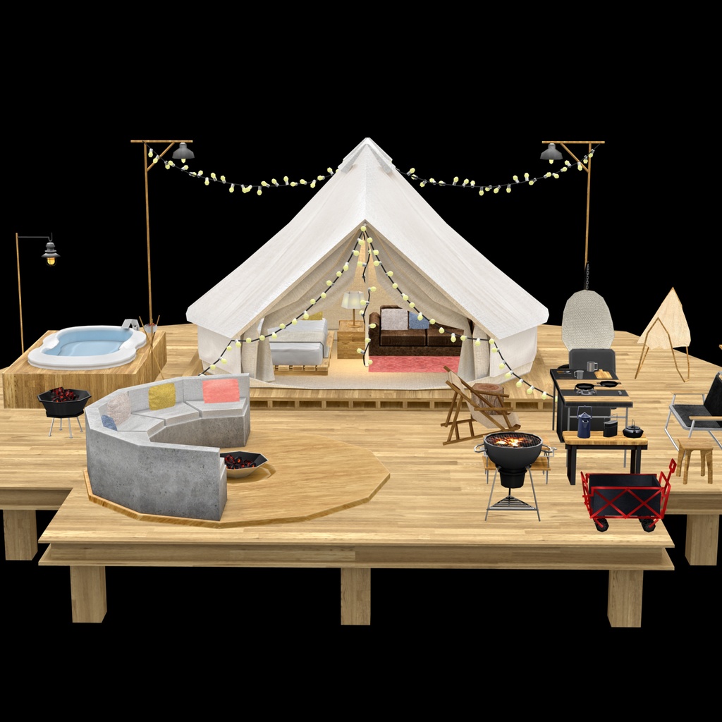 【3Dモデル】グランピング・キャンプグッツ46点
