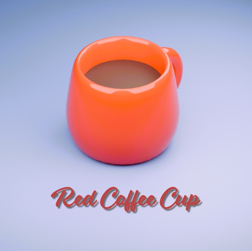 赤いコーヒーカップ（コーヒー入り）