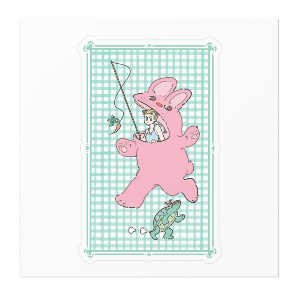 うさぎとかめ・みどり(ステッカー)