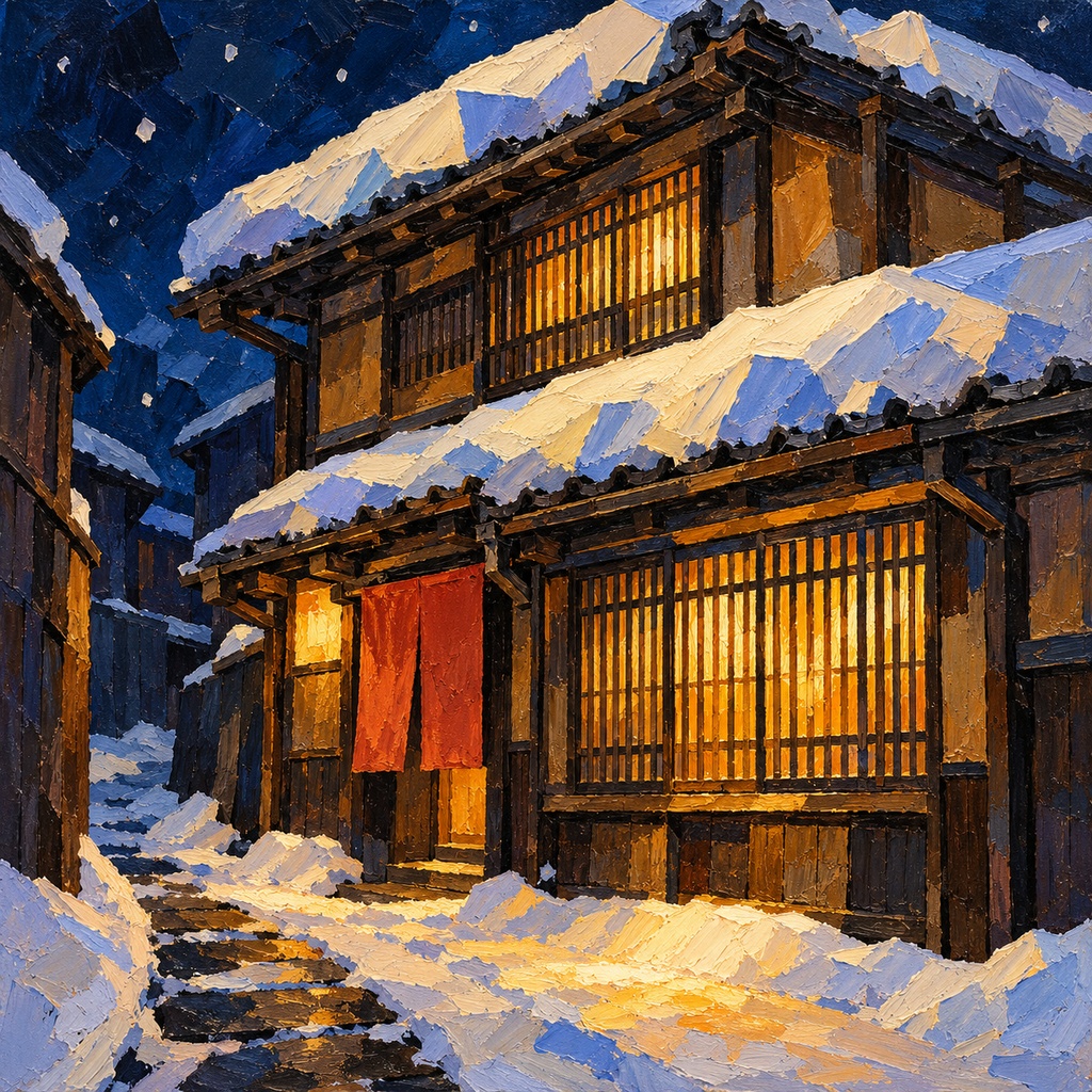 雪あかりの町家