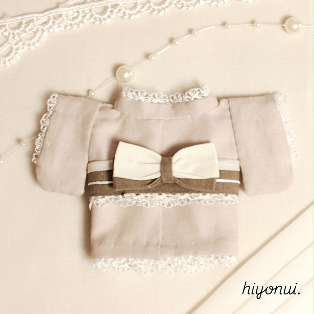 【くすみカラー】16㎝ぬい服 ✿くすみピンク着物 レースリボン帯