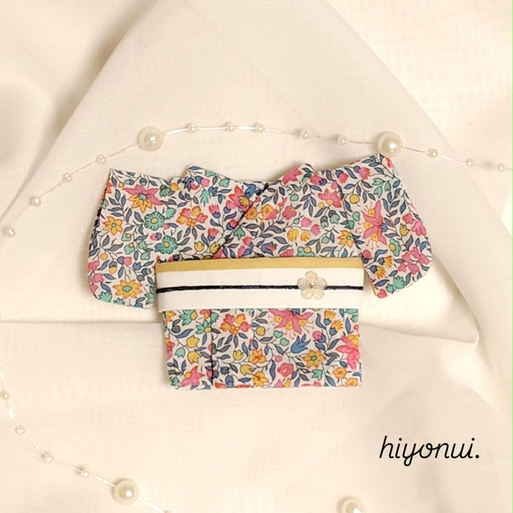 【大正レトロ風】16㎝ぬい服 ✿小花着物 お花のワンポイント帯
