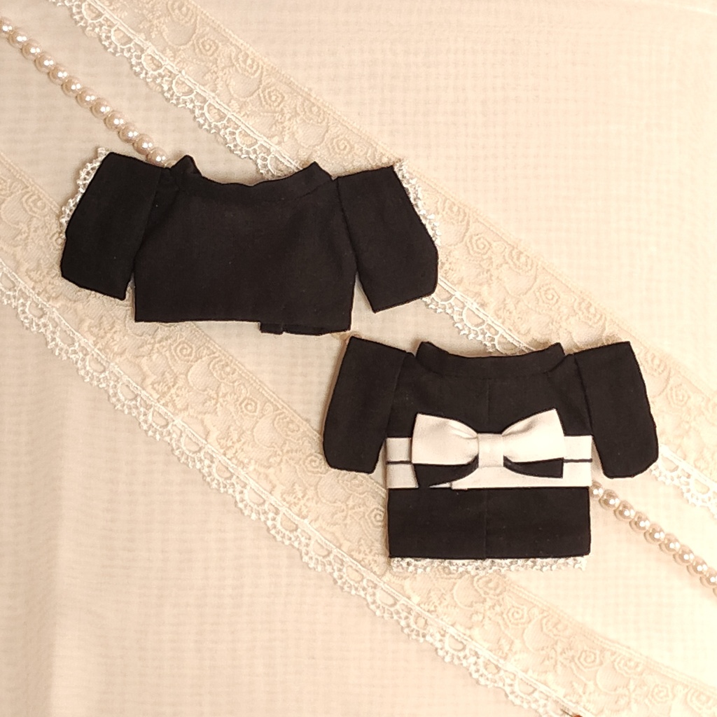 【クラシカル】16㎝ぬい服*黒羽織・着物・リボン帯 3点セット