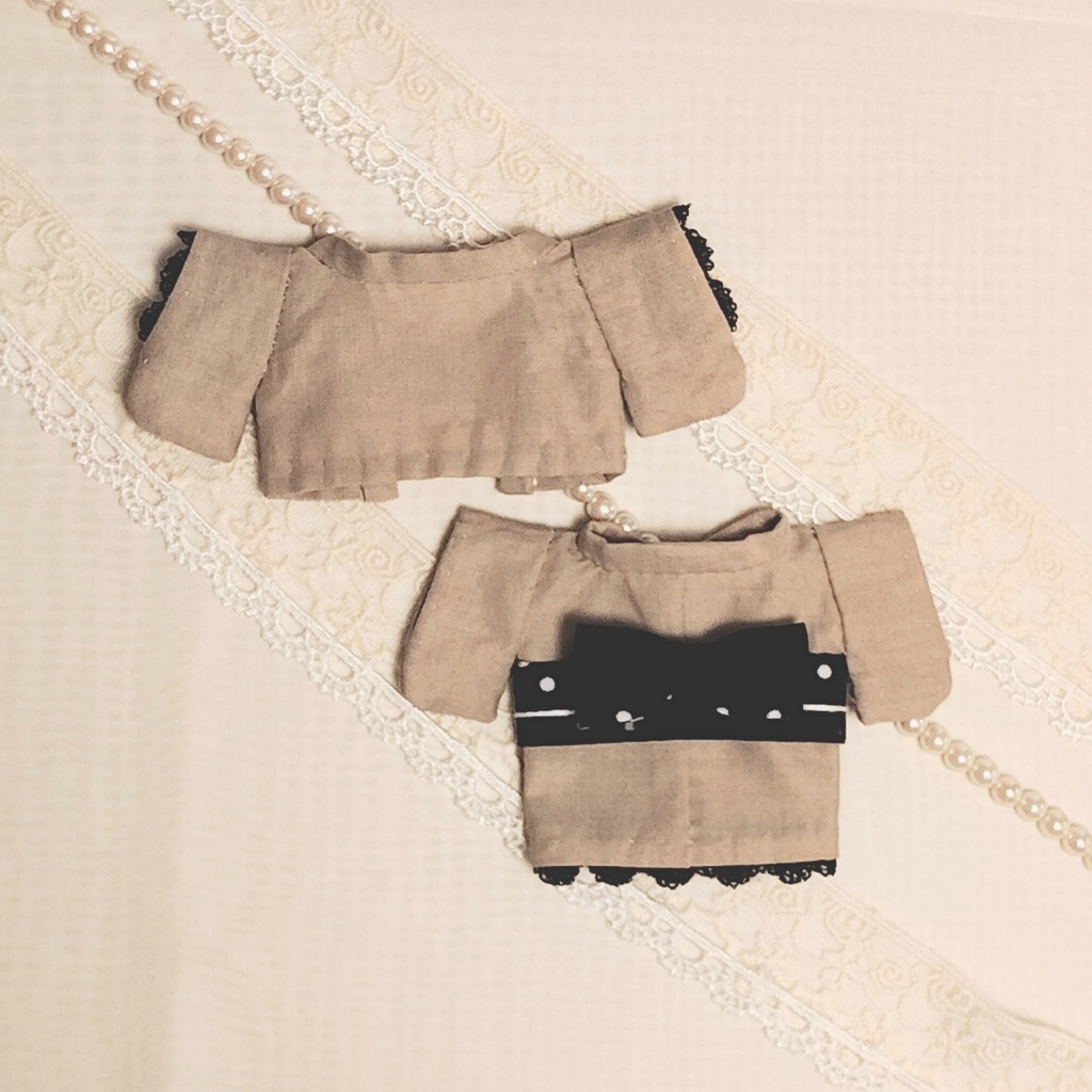 【クラシカル】16㎝ぬい服 *ベージュ羽織・着物・リボン帯 3点セット