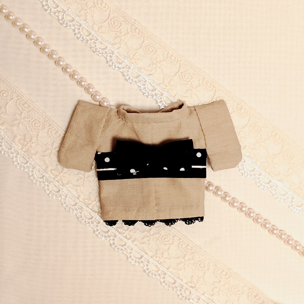 【クラシカル】16㎝ぬい服 *ベージュ羽織・着物・リボン帯 3点セット