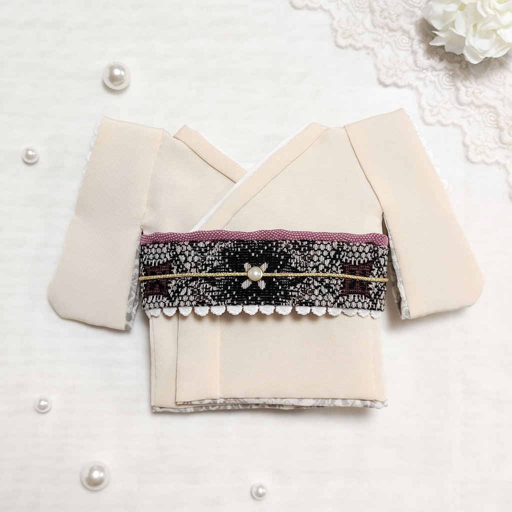 【20㎝用　ぬいきもの】　真珠絹きなり