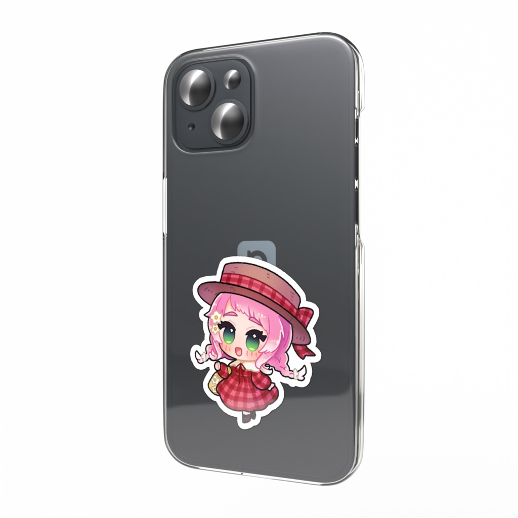 ギンガムチェックワンピース スマホステッカー