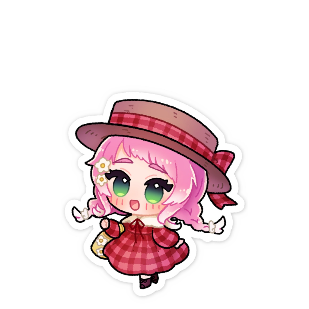 ギンガムチェックワンピース スマホステッカー