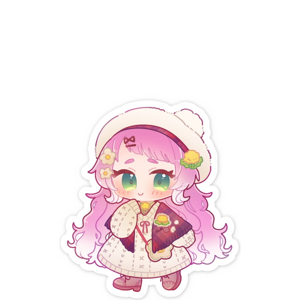 秋色チェック スマホステッカー