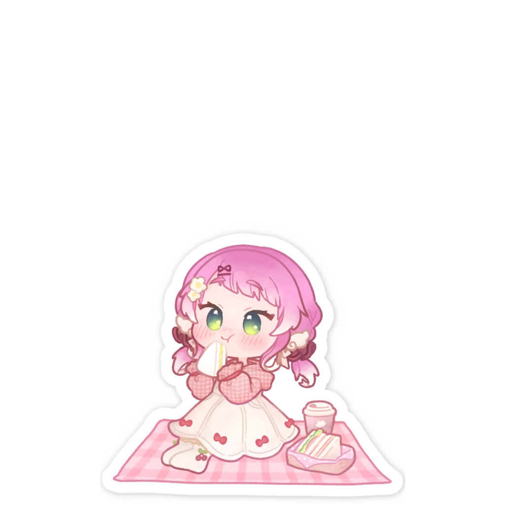 桜ぴくにっく スマホステッカー もぐもぐVer.