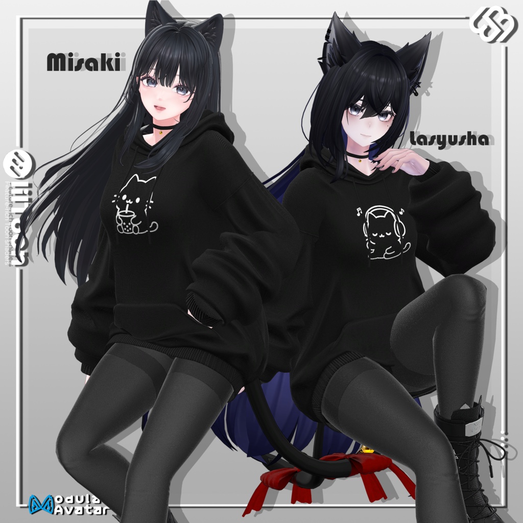 【SALE 20% OFF】🐈⬛ Black Cat Hoodie【22アバター対応】