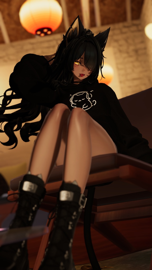 【SALE 20% OFF】🐈⬛ Black Cat Hoodie【22アバター対応】