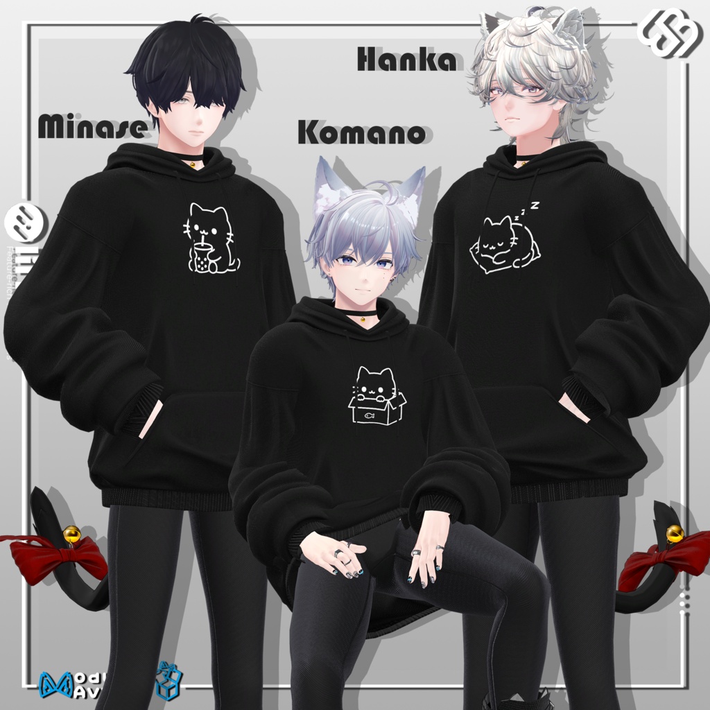 【SALE 20% OFF】🐈⬛ Black Cat Hoodie【22アバター対応】